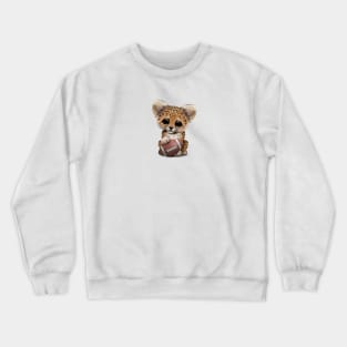 Leopard Cub Playing With Football Crewneck Sweatshirt